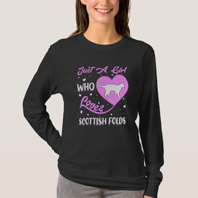 Camiseta Heart Shape Just A Girl Who Loves Scottish Folds (Anverso)