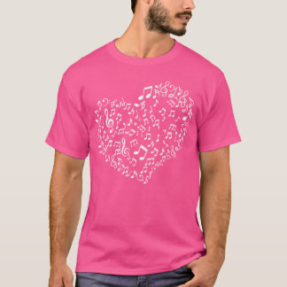 Camiseta Heart Shape Musical Notes Funny Music Aovers retro