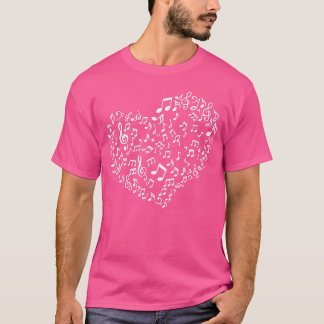 Camiseta Heart Shape Musical Notes Funny Music Aovers retro (Anverso)