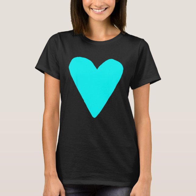 Camiseta Heart Shape Symbol Love Kindness Peace Cyan (Anverso)