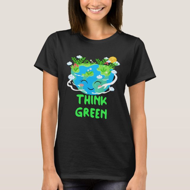 Camiseta Heart Shaped Earth Day Everyday Bees World Environ (Anverso)
