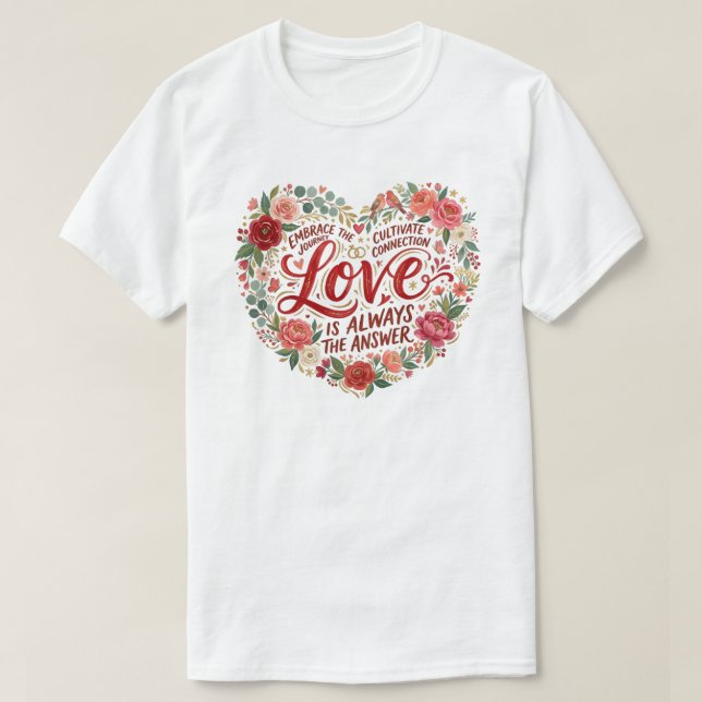 Camiseta Heart-Shaped Floral Typography (Diseño del anverso)