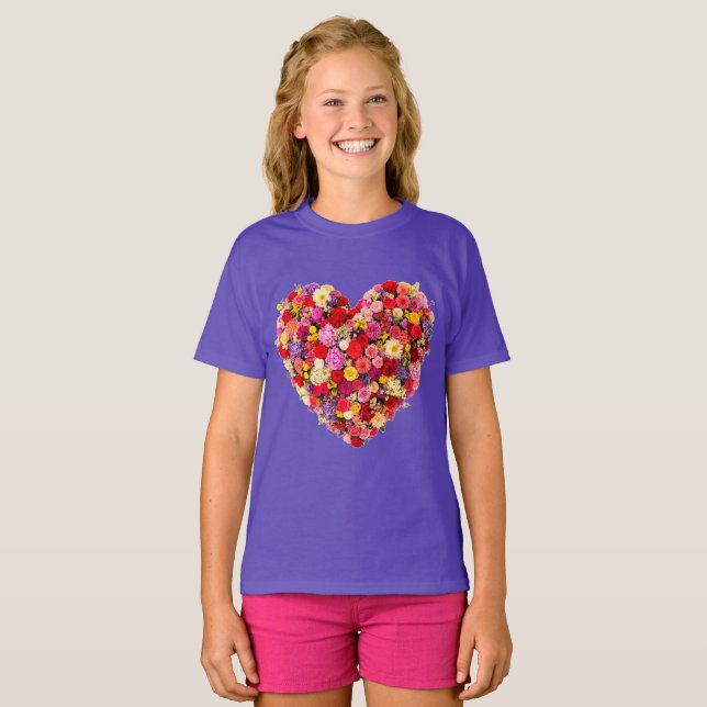 Camiseta Heart-shaped Floral Valentine Love Arrangement (Anverso completo)