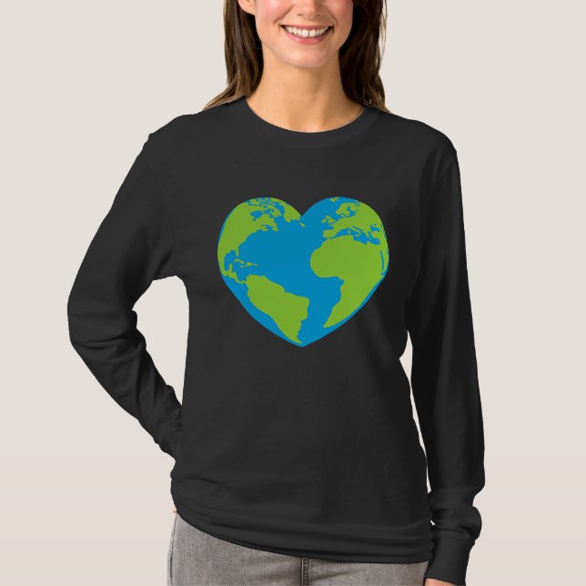 Camiseta Heart shaped world earth globe world map (Anverso)
