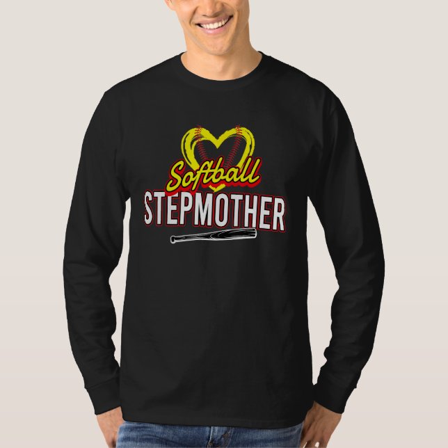 Camiseta Heart Softball Stepmother Softball Sport Family (Anverso)