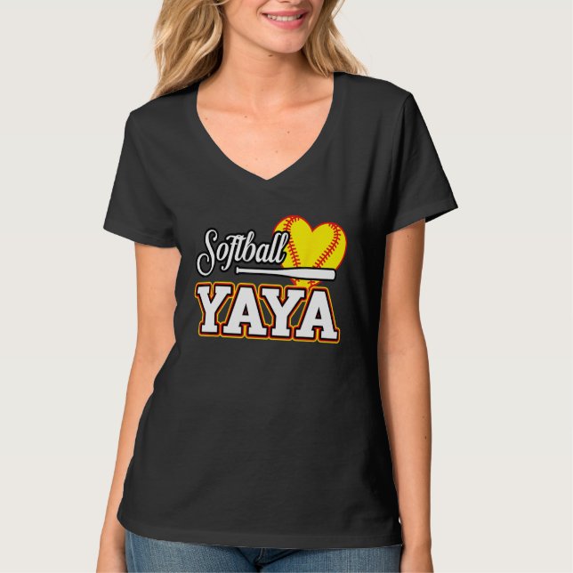 Camiseta Heart Softball YaYa Cute Sport  Matching Family (Anverso)