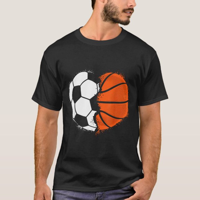Camiseta Heart Srts Soccer Basketball Ball Lover Valentines (Anverso)
