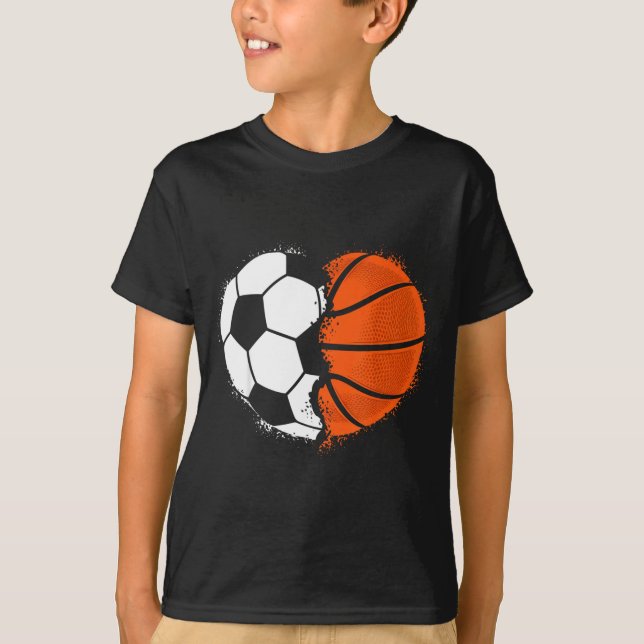 Camiseta Heart Srts Soccer Basketball Ball Lover Valentines (Anverso)