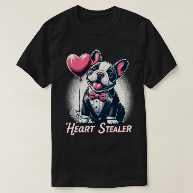 Camiseta Heart Stealer - Bulldog francés con globo (Diseño del anverso)