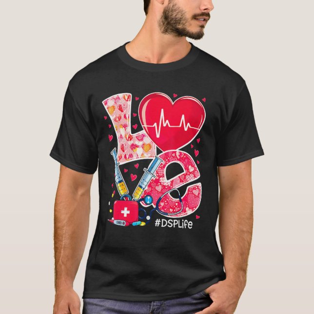 Camiseta Heart Stethoscope Cute Love Enfermería Valentines  (Anverso)