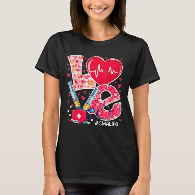 Camiseta Heart Stethoscope Enfermería de amor lindo San Val (Anverso)