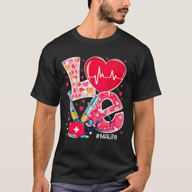 Camiseta Heart Stethoscope Love Valentines Medical Assistan (Anverso)