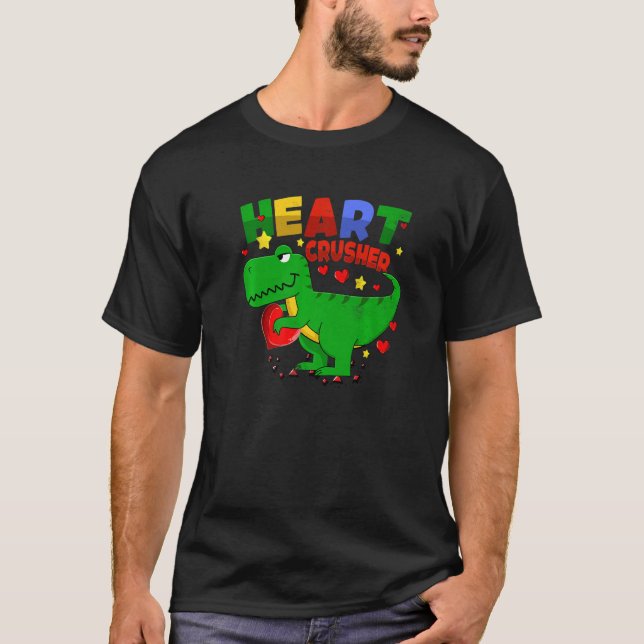 Camiseta Heart T Rex Crusher Dinosaur Valentines Day Boys K (Anverso)