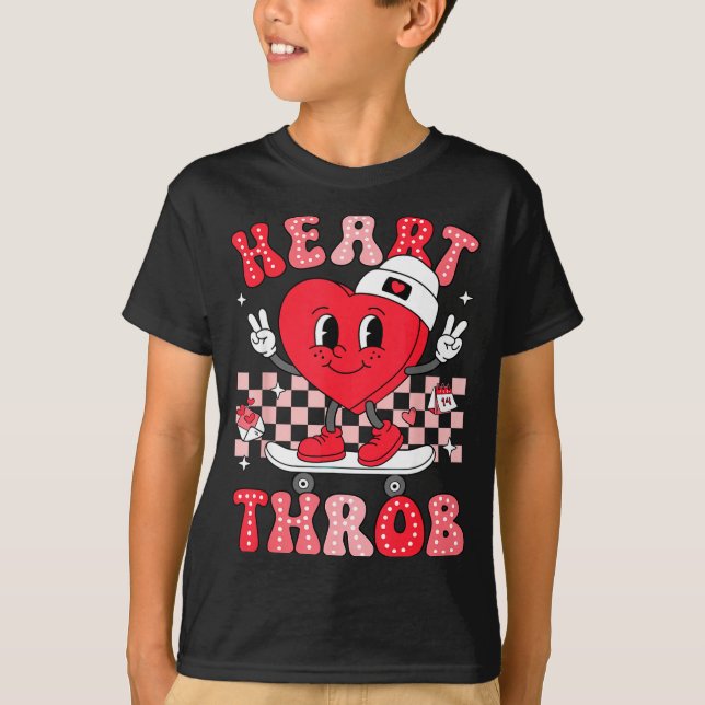 Camiseta Heart Throb Groovy Valentine Toddler Men Boys Cute (Anverso)
