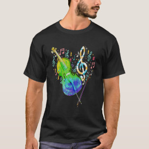 Camiseta Heart Treble Clef Cello Player Music Notes Cellist