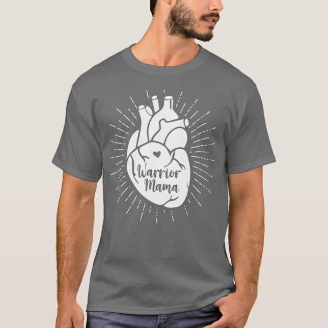 Camiseta Heart Warrior Mama CHD Awareness Congenital (Anverso)