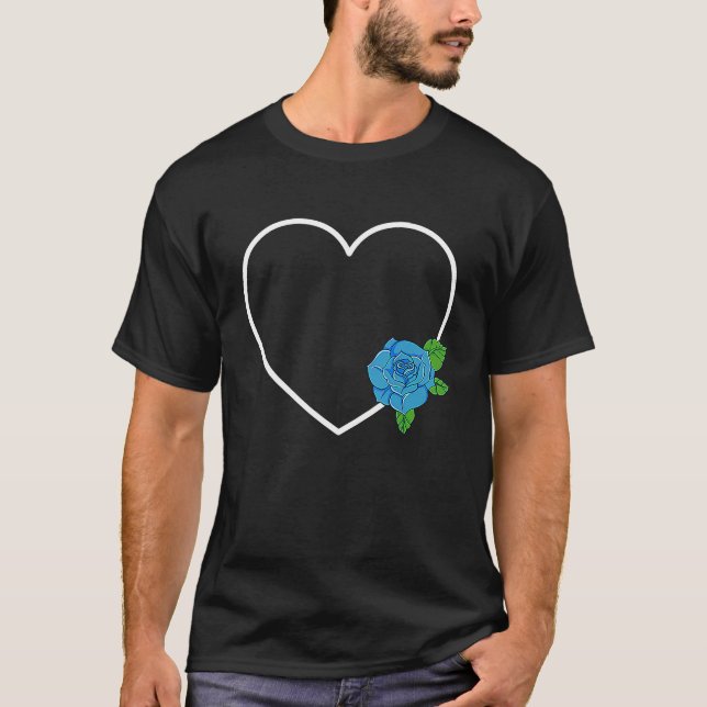 Camiseta Heart with Blue Flower Rose (Anverso)