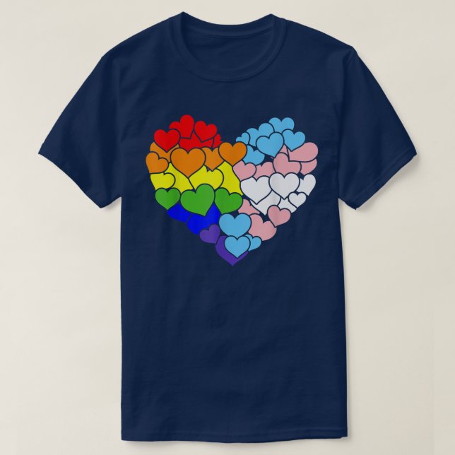 Camiseta Heart With Rainbow And Transgender Flag For Pride  (Diseño del anverso)