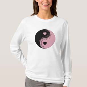 Camiseta Heart Yin Yang T-Shirt Equilibrio rosa y negro