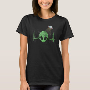 Camiseta Heartbeat Alien Head Ufo Objetivo Volante No Ident