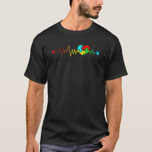 Camiseta Heartbeat Autistic Heart Love Puzzle Pieces Autism