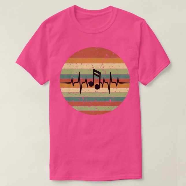 Camiseta Heartbeat Treble Clef Music Notes Retro Sunset  (Diseño del anverso)