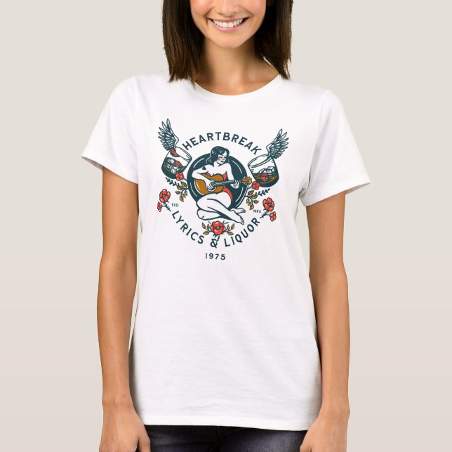 Camiseta "Heartbreak Lyrics & Liquor, 1975" Retro Pinup (Anverso)