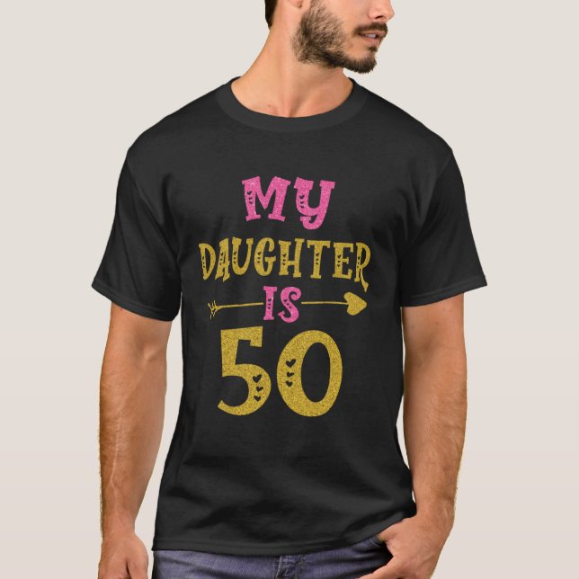 Camiseta Hearts 50th Bday For Daughter From Mom Dad (Anverso)