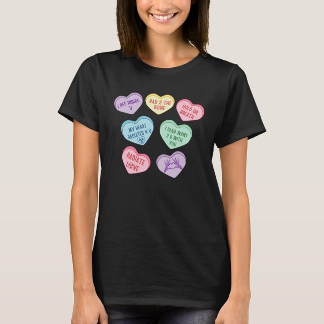 Camiseta Hearts Candy X Ray Radiology Tech Happy Valentines (Anverso)