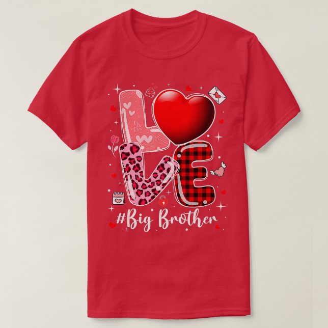 Camiseta Hearts Día de San Valentín Love Big Brother Leopar (Diseño del anverso)