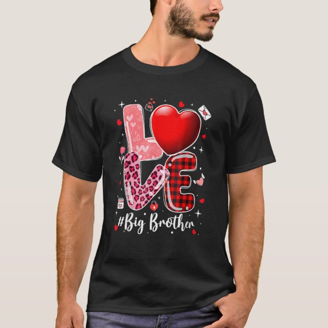 Camiseta Hearts Día de San Valentín Love Big Brother Leopar (Anverso)