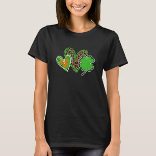 Camiseta Hearts Leopard Irish Shamrock Happy St Patrick
