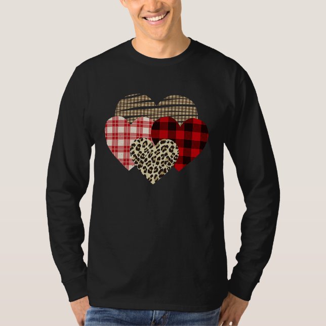 Camiseta Hearts Leopard Plaid Buffalo Heart Love Valentine' (Anverso)