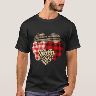Camiseta Hearts Leopard Plaid Buffalo Heart Love Valentine