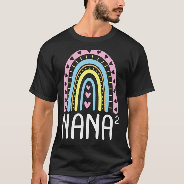 Camiseta Hearts Rainbow Happy Grandma Nana De 2 Chicas (Anverso)