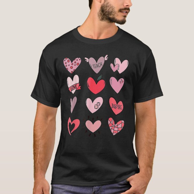 Camiseta Hearts  Valentines Day Teaching Teacher (Anverso)