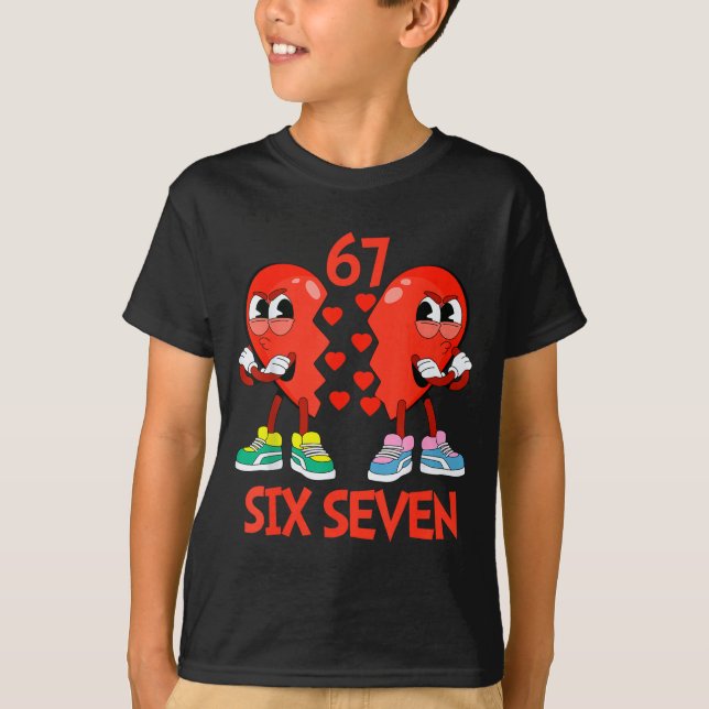 Camiseta Hearts Valentines Funny Six Seven 6 7 Meme Gen Alp (Anverso)