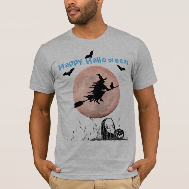 Camiseta Heather Gray Halloween Witch (Anverso)