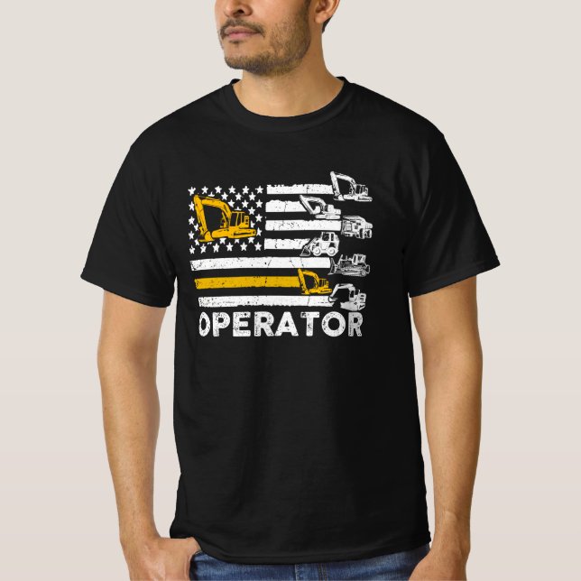 Camiseta Heavy Equipment Operator Us Flag (Anverso)