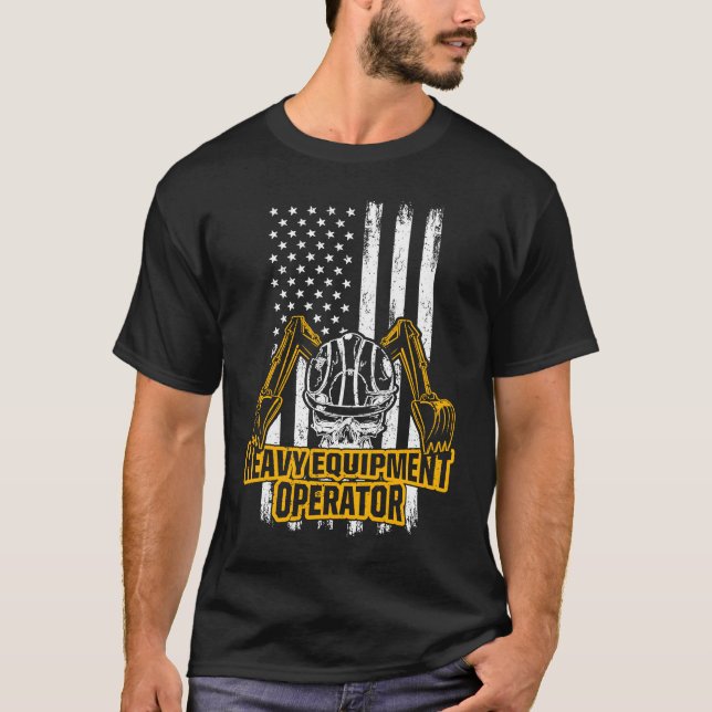 Camiseta Heavy Equipment Operator US Flag (Anverso)
