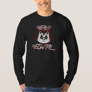 Camiseta Heavy Meowtal Cat Metalhead Fuerte Música Metaliza