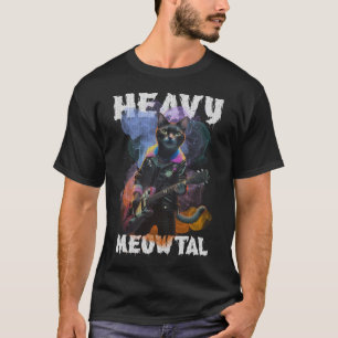 Camiseta Heavy Meowtal Cat Solo Guitarra