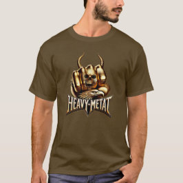 Camiseta Heavy Metal Gold Edition - Totenkopf Faust Hörner