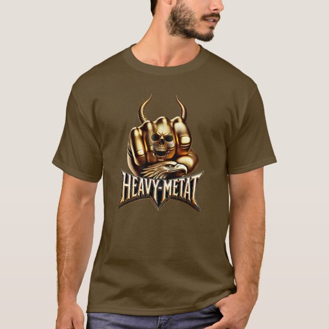 Camiseta Heavy Metal Gold Edition - Totenkopf Faust Hörner (Anverso)