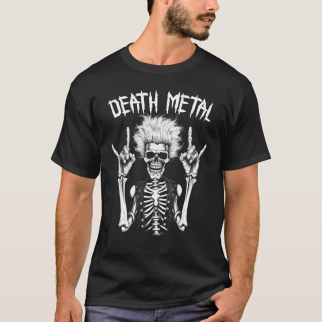 Camiseta Heavy Metal Punk Rock N Roll Skeleton Death Metal (Anverso)