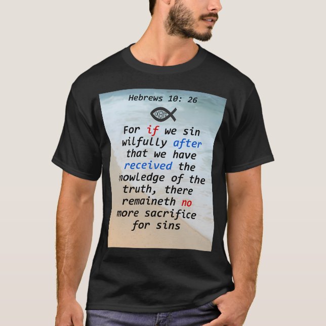 Camiseta Hebreos 10: 26 (Anverso)