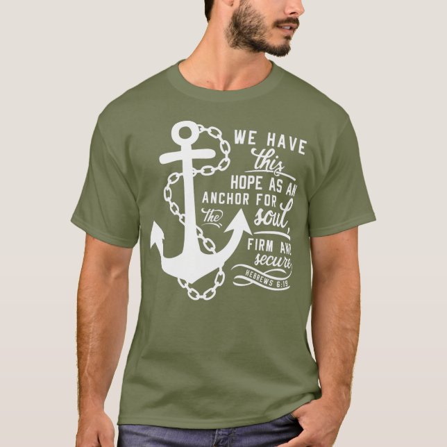 Camiseta Hebreos 619 del Ancla Cristiano Verso de la Biblia (Anverso)