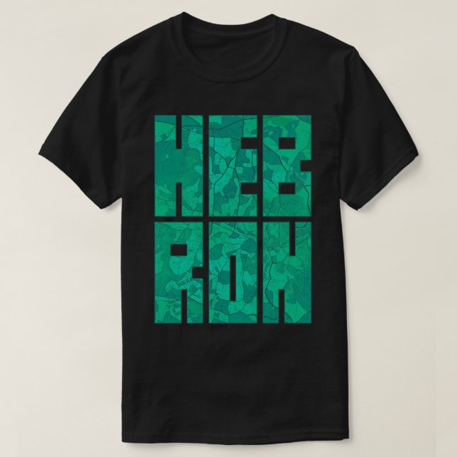 Camiseta Hebrón Mapa de la Ciudad Palestina Typografía (Diseño del anverso)