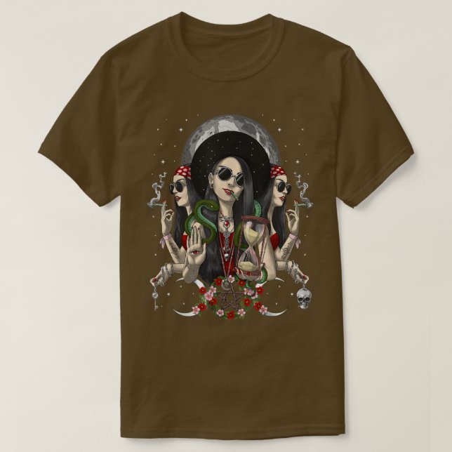 Camiseta Hecate Triple Diosa De La Luna Pagan Witch Gothic  (Diseño del anverso)