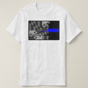 Camiseta hecha andrajos de Blue Line de la bandera